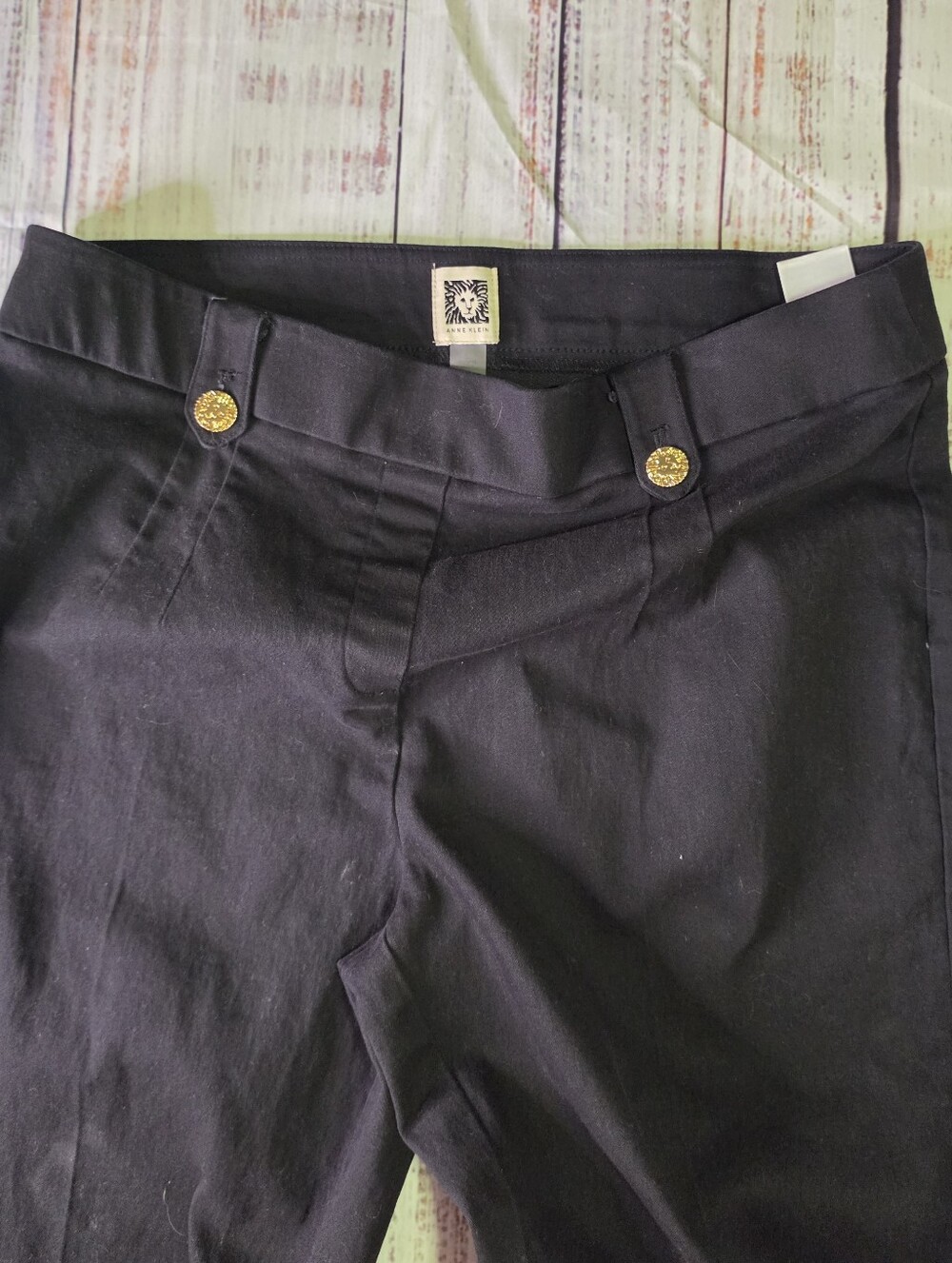 Anne Klein Black Women's Capris with Gold-Tone Buttons